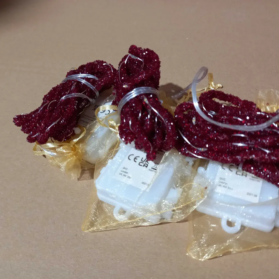 ALISON CORK PRE-LIT GLITTER ROPE STRANDS - WINE RED