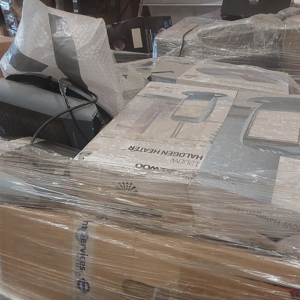 PALLET CONTAINING A VERY LARGE QUANTITY OF ASSORTED ELECTRIC ITEMS INCLUDING: DAEWOO FAN, CERAMIC HEATER, OIL FILLED RADIATOR ECT