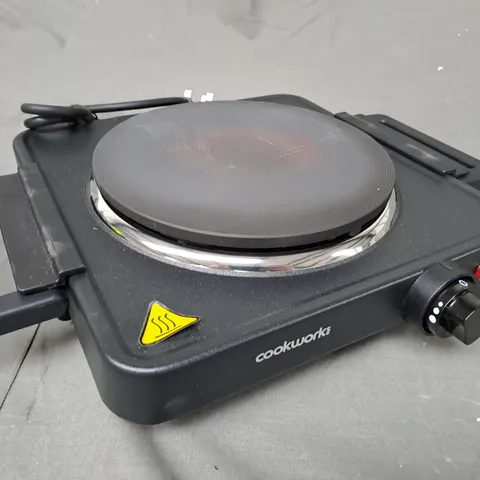 BOXED COOKWORKS BLACK SINGLE HOB TABLE TOP HOTPLATE 