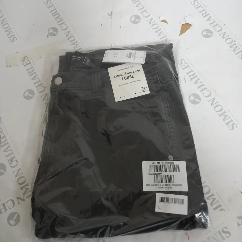 BAGGED ABERCROMBIE AND FITCH RIGID DENIM JEANS SIZD W33 L32