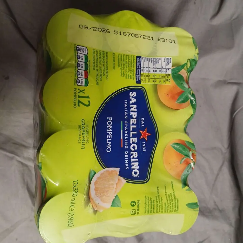SAN PELLEGRINO POMPELMO GRAPEFRUIT SPARKLING DRINKS – 12 × 330ML CANS (PACK)