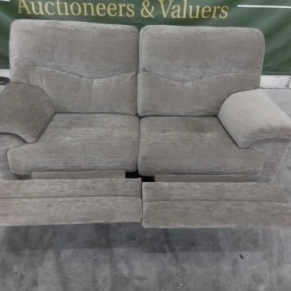 DESIGNER G PLAN MADE STRATFORD DESTINY STORMFABRIC MANUAL RECLINING TWO SEATER SOFA