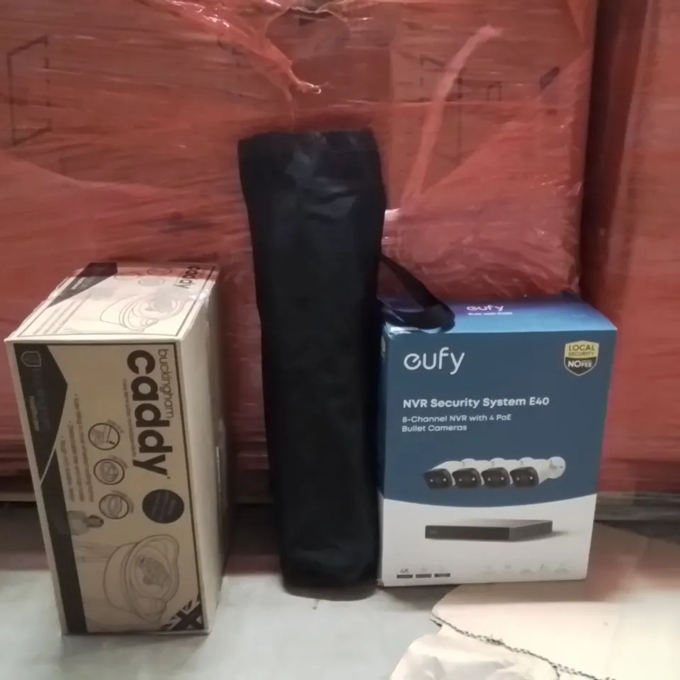 PALLET OF ASSORTED HOUSEHOLD GOODS AND PRODUCTS TO INCLUDE;CADDY,SECURITY SYSTEM,CHAIR