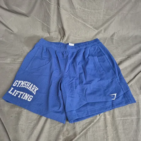 GYMSHARK LIFTING MESH 7" SHORTS IN BLUE SIZE XL