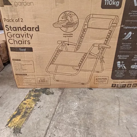 BOXED KEPLIN GARDEN GRAVITY CHAIRS PACK OF 2 TEAL