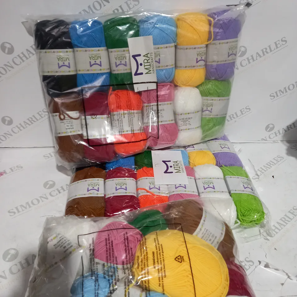 3 X MULTICOLOURED MIRA HANDCRAFTS YARN 