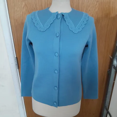 LA MAILLE SEZANE GILET BETTANY CARDIGAN IN VINTAGE BLUE SIZE XS
