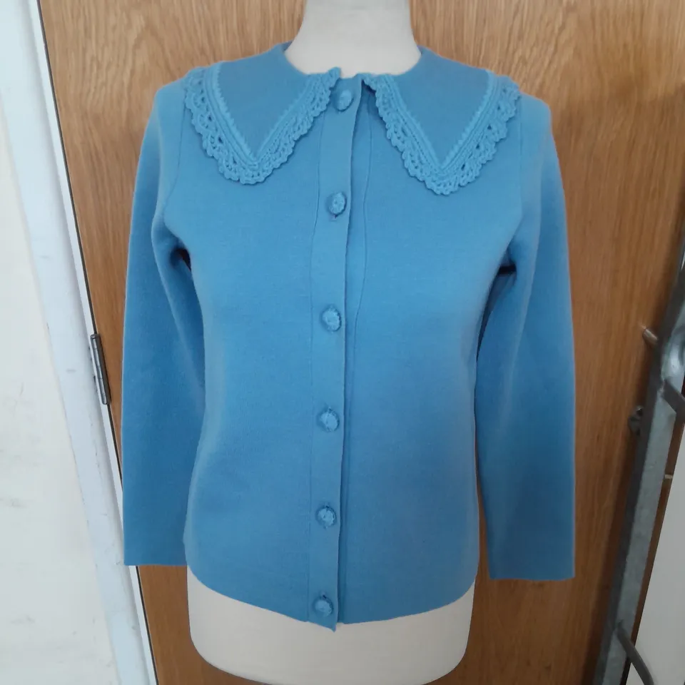 LA MAILLE SEZANE GILET BETTANY CARDIGAN IN VINTAGE BLUE SIZE XS