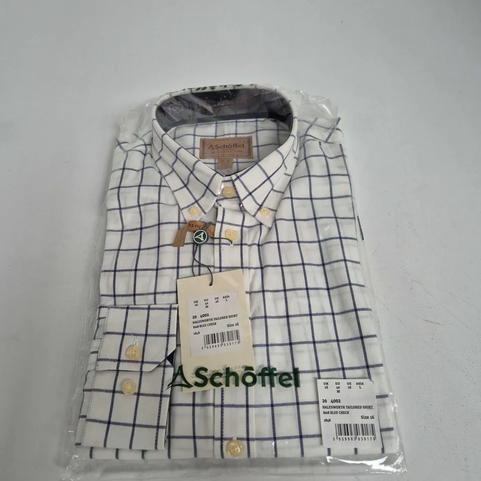 SCHÖFFEL HALESWORTH TAILORED SHIRT – BLUE CHECK, MEN'S UK 16