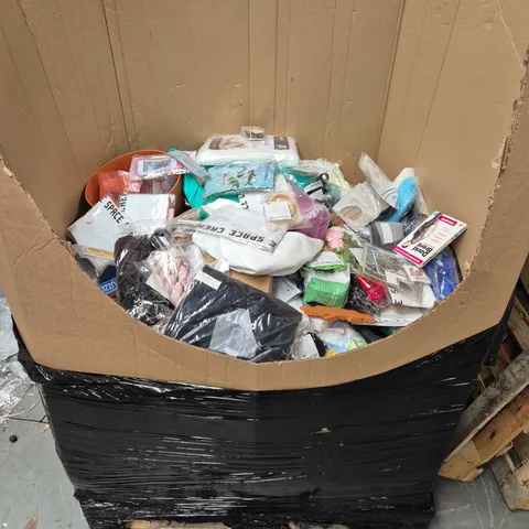 PALLET OF LARGE QUANTITY OF ASSORTED ITEMS TO INCLUDE RUG UNDERLAY, INFLATABLE CROCODILE, INVISI NANO TAPE, ETC