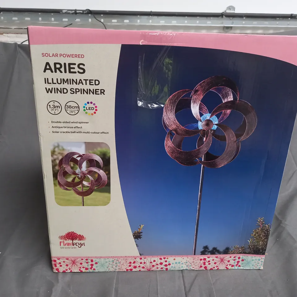 SOLAR POWERED ARIES ILLUMINATED WIND SPINNER