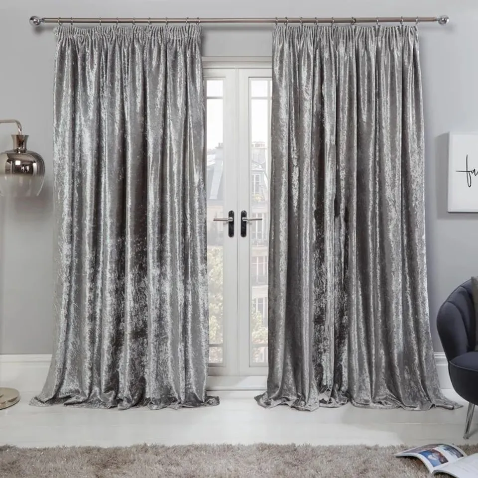 BAGGED DENSON PENCIL PLEAT CRUSHED ROOM DARKENING CURTAINS