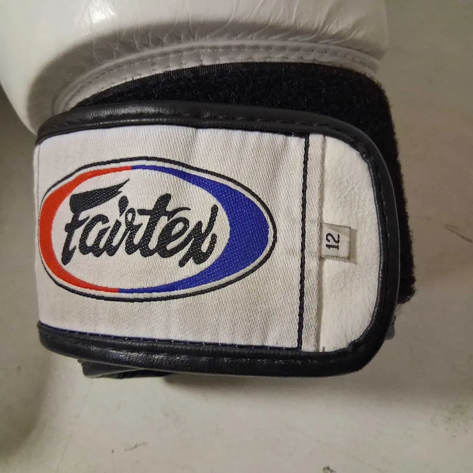 FAIRTEX BOXING GLOVES – WHITE, SIZE 12, PAIR