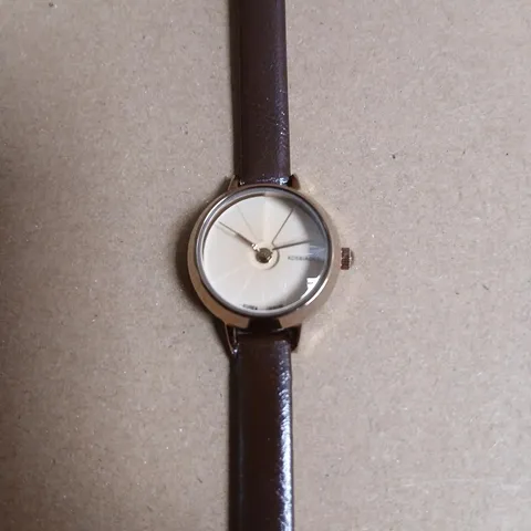 ADSBIAOYE LADIES WRISTWATCH WITH BROWN LEATHER STRAP – GOLD-TONE CASE