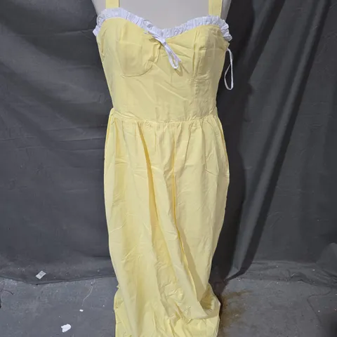 THE FROLIC MILKMAID TIE DETAIL MAXI DRESS IN YELLOW SIZE 12