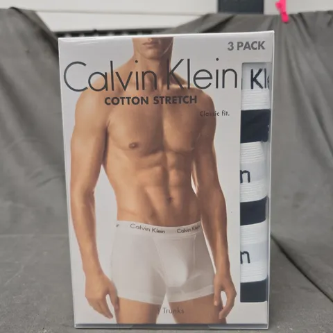 BOXED CALVIN KLEIN COTTON STRETCH TRUNKS - X3 - SIZE M