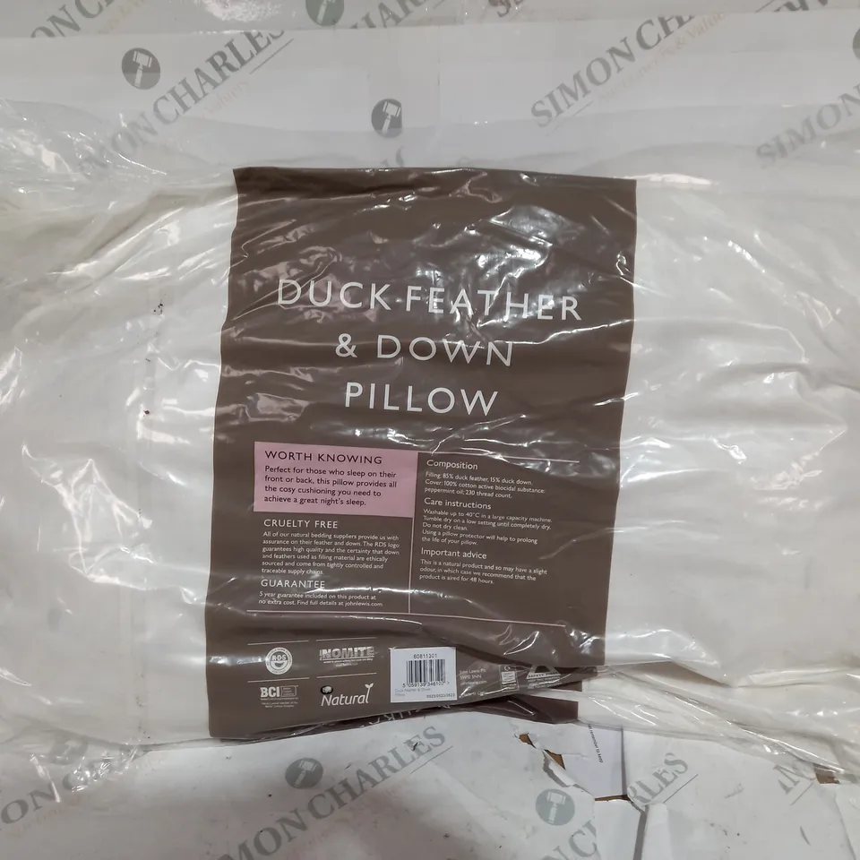 PACKAGED JOHN LEWIS DUCK FEATHER & DOWN PILLOW 