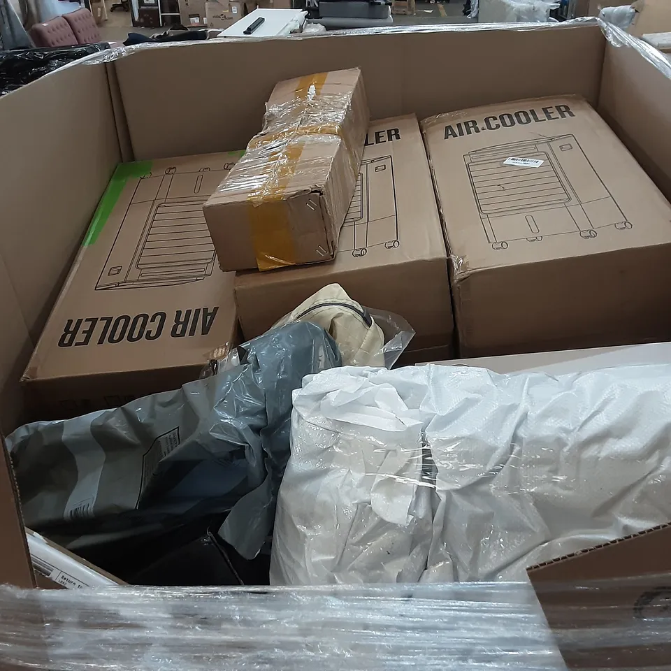 LARGE PALLET OF ASSORTED HOMEWARE ITEMS TO INCLUDE 3D PRINTER, FISHING ROD, AIR COOLERS ETC