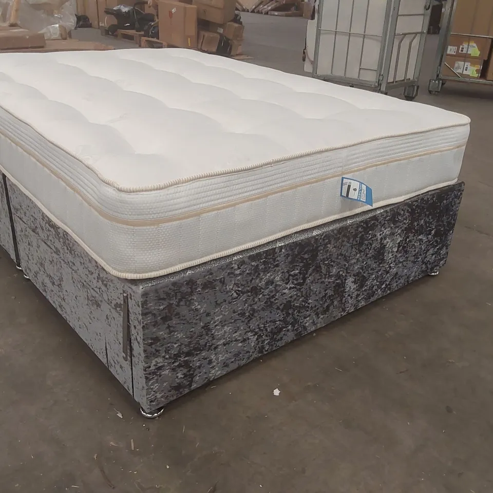 DESIGNER DIVAN BED SET SIZE: DOUBLE (4'6) COLOUR:SILVER STORAGE TYPE: 4-DRAWERS