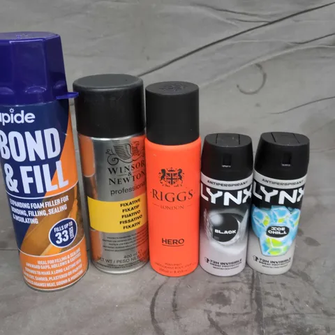 APPROXIMATELY 10 ASSORTED AEROSOLS TO INCLUDE LYNX DEODORANT, FOAM FILLER, PROTECTIVE SPRAY ETC