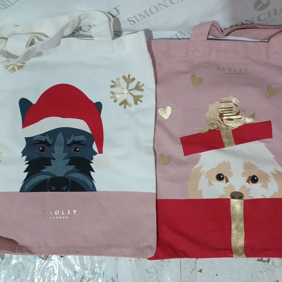 RADLEY LONDON SET OF 2 CHRISTMAS FRIENDS CANVAS TOTE BAGS