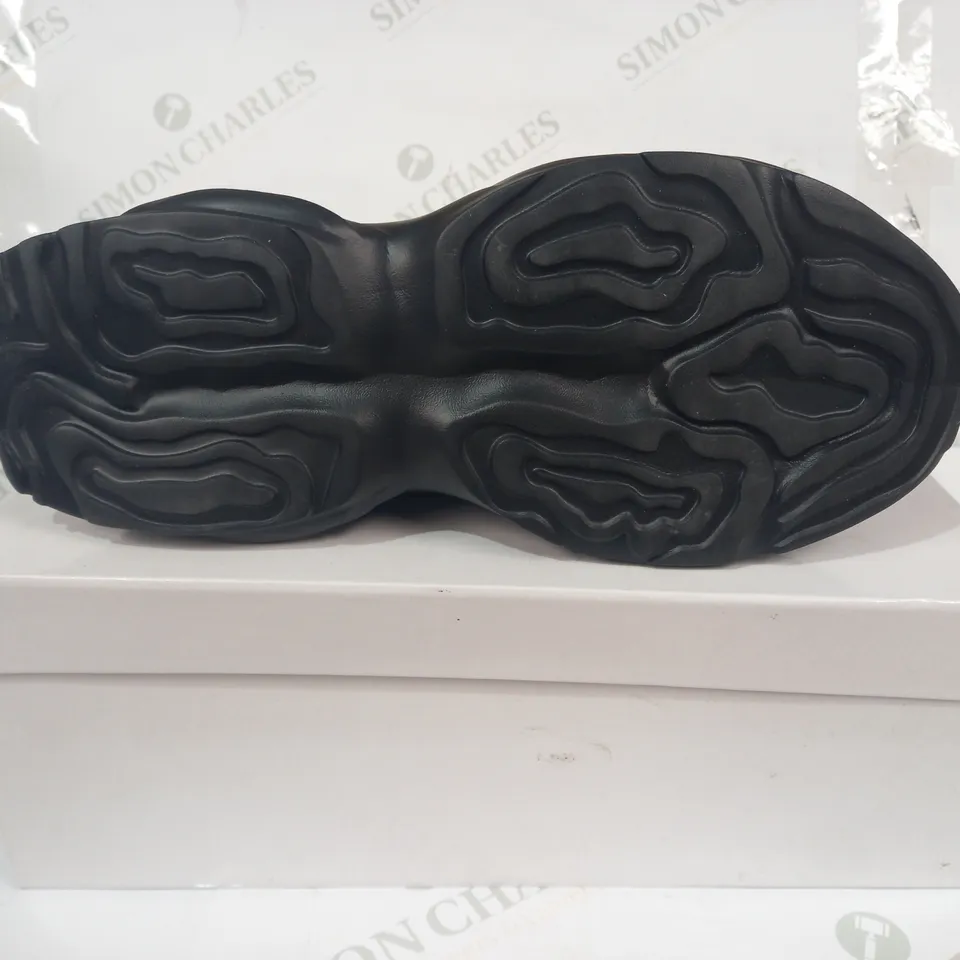 BOXED PAIR OF KOI VEGAN TRAINERS IN BLACK/GREY/YELLOW SIZE UNSPECIFIED