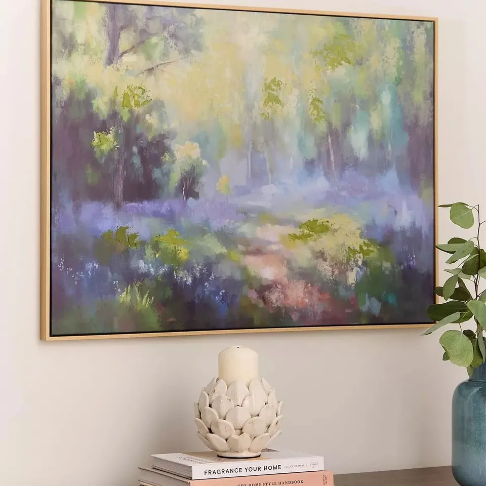 HAND PAINTED GREEN FOREST LANDSCAPE PICTURE 