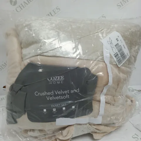 COZEE HOME KING SIZED VELVET DUVET COVER IN CHAMPAGNE COLOUR - DOUBLE