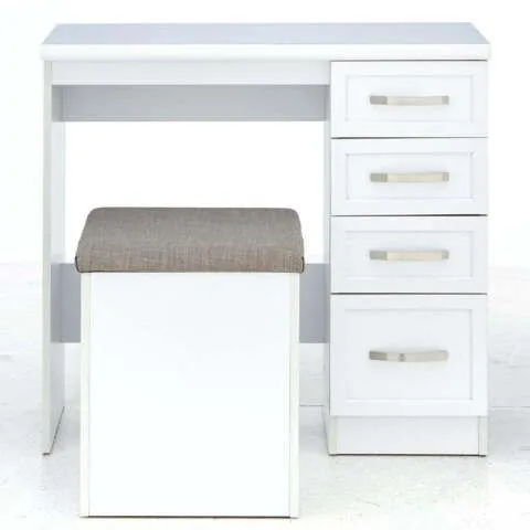 BOXED CAMBERLEY DRESSING TABLE AND STOOL - WHITE (1 BOX)