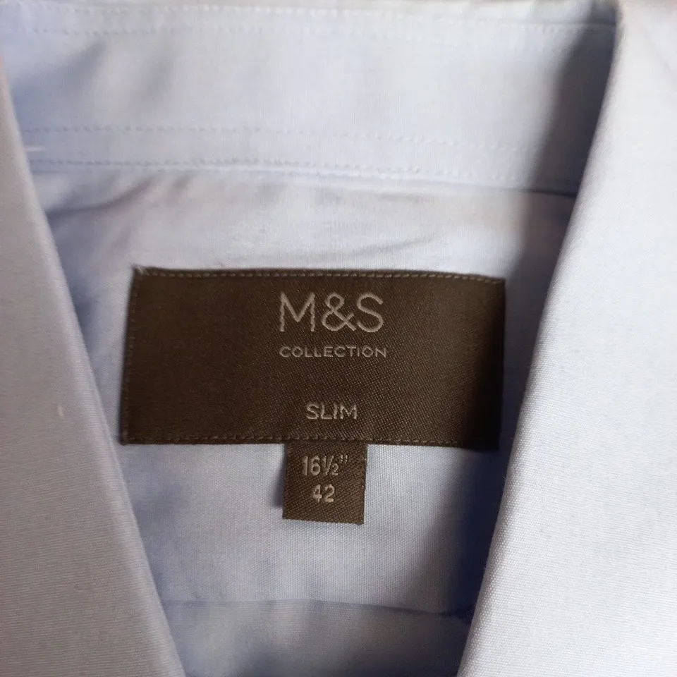 M&S COLLECTION SLIM FIT LIGHT BLUE SHIRT – NECK 16.5 IN