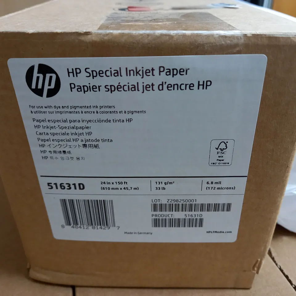 LOT OF 6 BOXED HP SPECIAL INKJET PAPERS - 51631D / COLLECTION ONLY