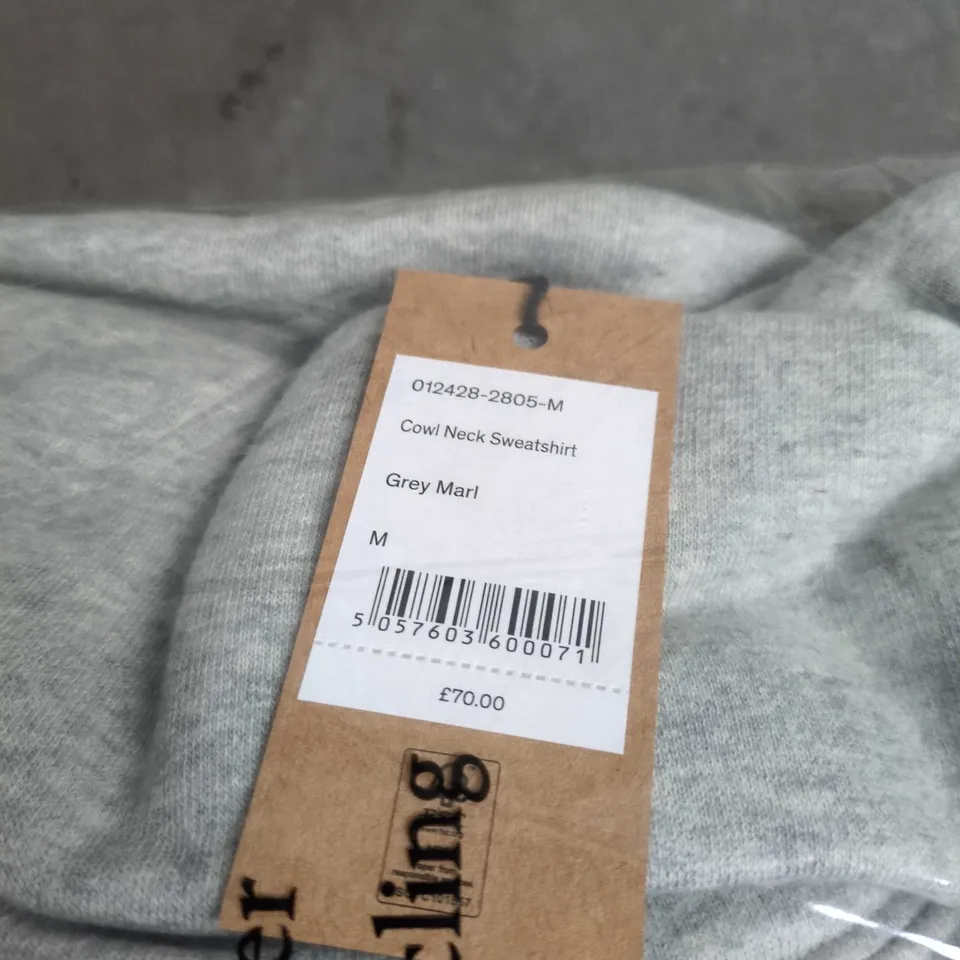 HUSH COWL NECK SWEATSHIRT – GREY MARL, SIZE M