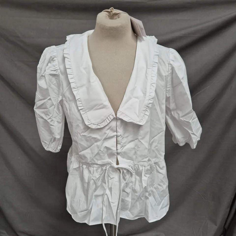 NOBODY'S CHILD POPPY COLLARED BLOUSE - WHITE - SIZE 10