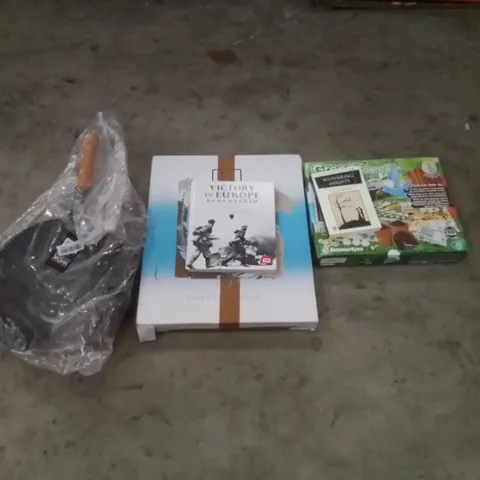 PALLET CONTAINING ASSORTED HOUSEHOLD & HOME IMPROVEMENT PRODUCTS. INCLUDES BOOKS, TOILET SEAT, WOK, AIR MATTRESS ETC