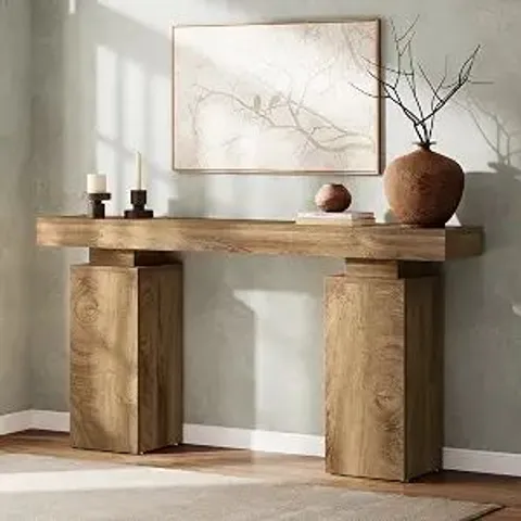 BOXED TRIBESIGNS 63-INCH LONG CONSOLE TABLE, FARMHOUSE ENTRYWAY TABLE BEHIND COUCH, WOODEN FOYER STAND ENTRY STATION, MODERN HALLWAY ACCENT FURNITURE FOR LIVING ROOM DECOR, ENTRANCE