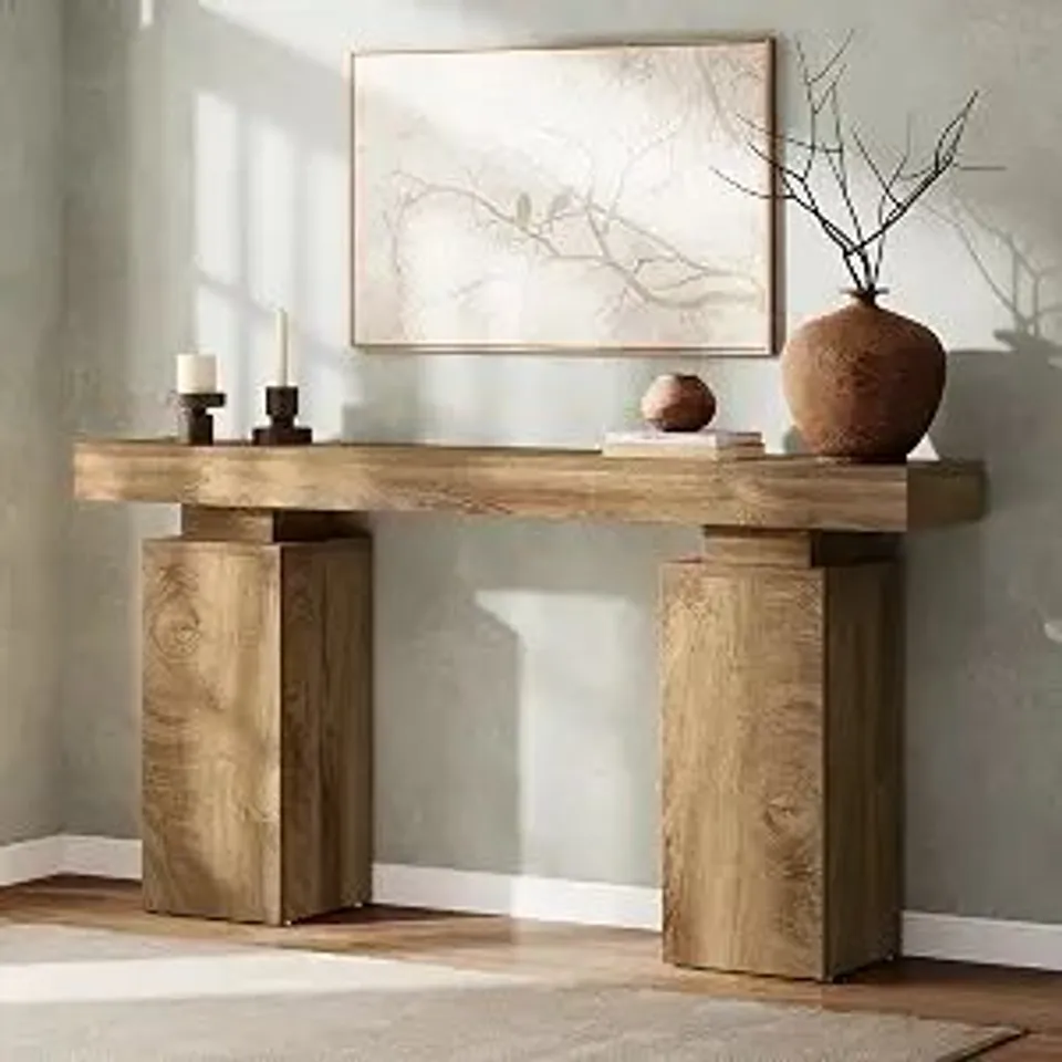 BOXED TRIBESIGNS 63-INCH LONG CONSOLE TABLE, FARMHOUSE ENTRYWAY TABLE BEHIND COUCH, WOODEN FOYER STAND ENTRY STATION, MODERN HALLWAY ACCENT FURNITURE FOR LIVING ROOM DECOR, ENTRANCE