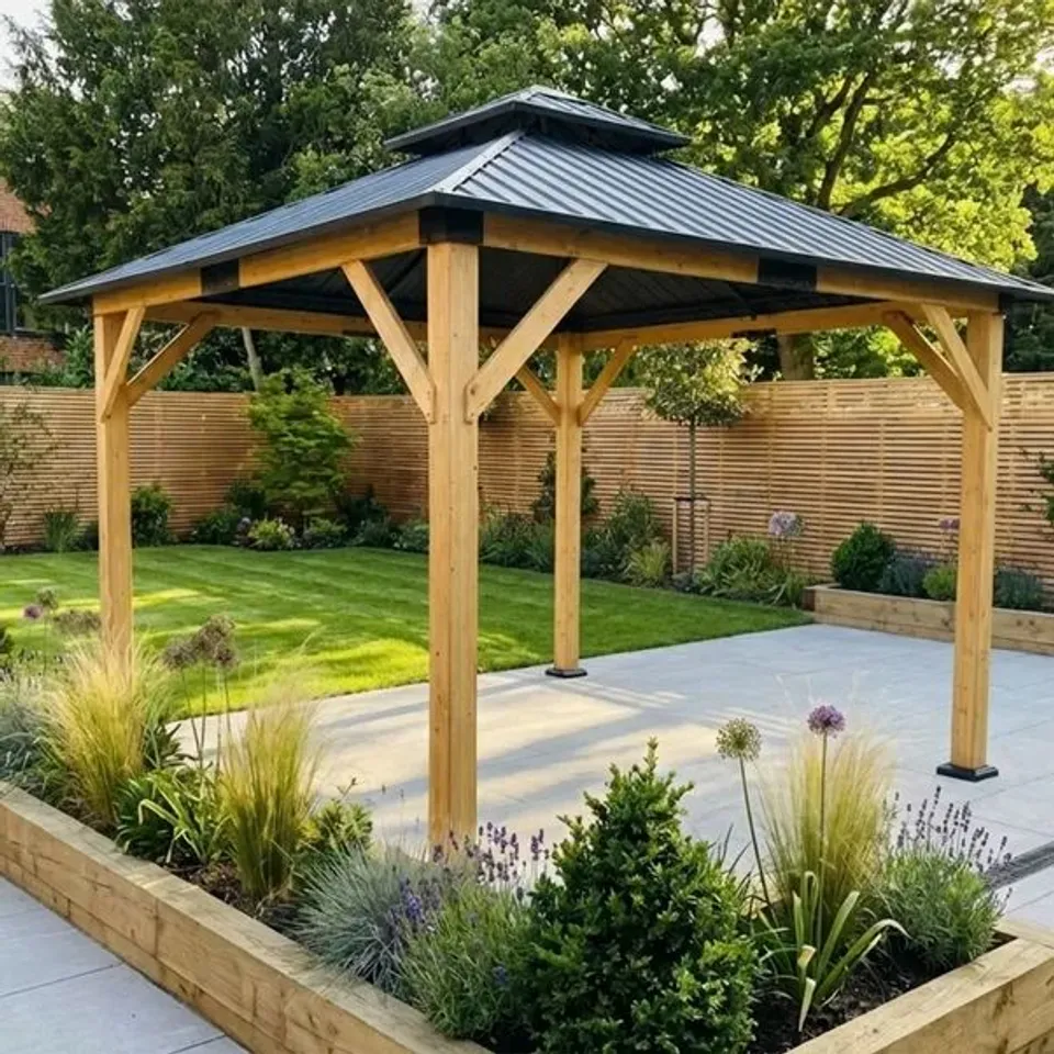 BOXED NORFOLK LEISURE OTTAWA 3m x 3.6m CEDAR WOOD GAZEBO (4 BOXES) RRP £1199
