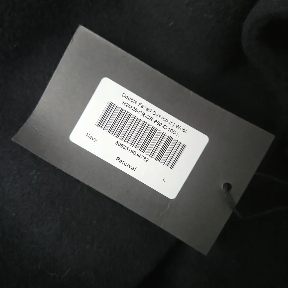 PERCIVAL DOUBLE-FACED WOOL OVERCOAT, NAVY, UK L