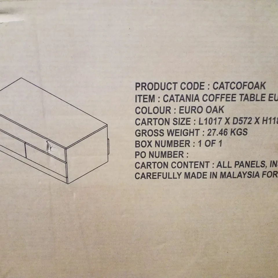BOXED CATANIA COFFEE TABLE EURO OAK