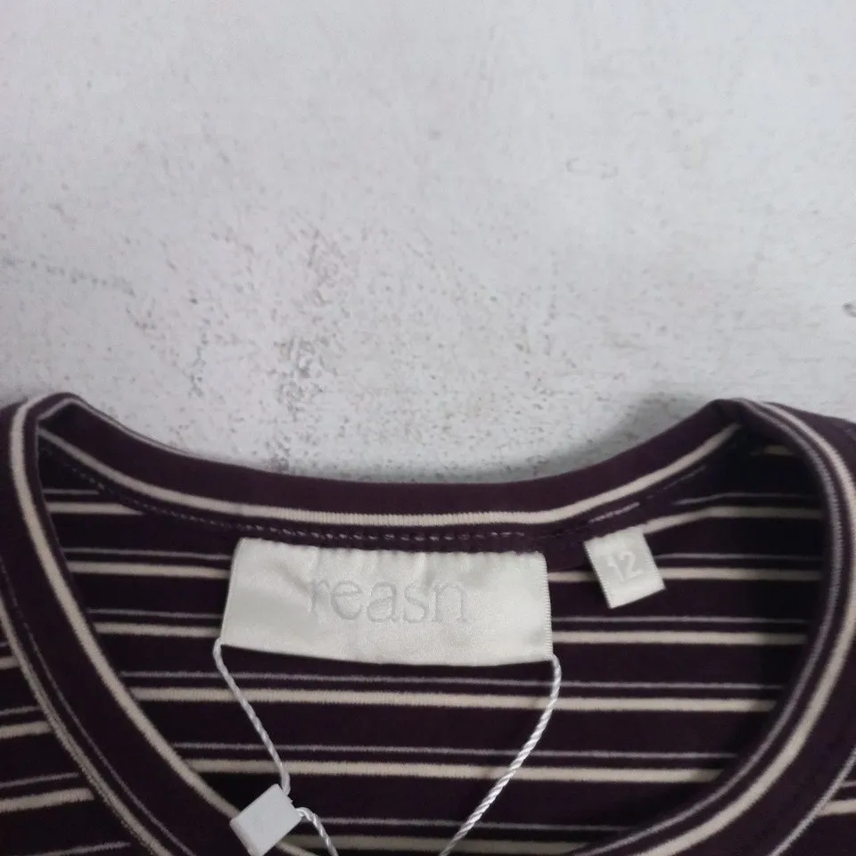 REASN WOMEN'S STRIPED LONG-SLEEVE BUTTON-FRONT TOP – UK 12 (US 8, EU 40)