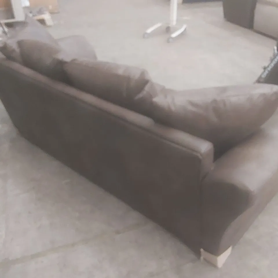 DESIGNER DURY 3 SEATER LEATHER LOOK SOFA - CHOCOLATE 