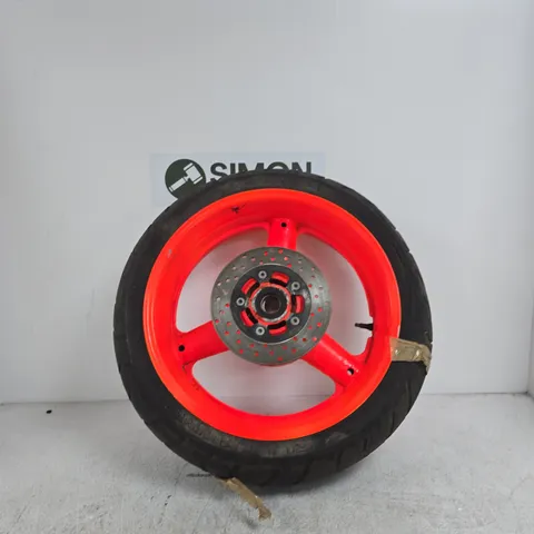 MOTORCYCLE WHEEL WITH PIRELLI DRAGON TYRE β ORANGE RIM