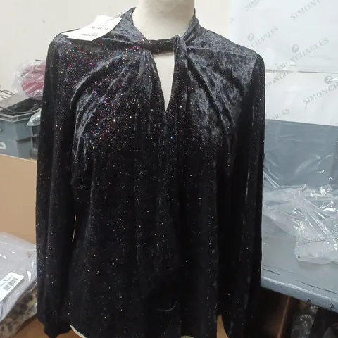 MONSOON TAMMY BLACK TIE FRONT WITH TASSLE AND GLITTER DETAIL SIZE 16