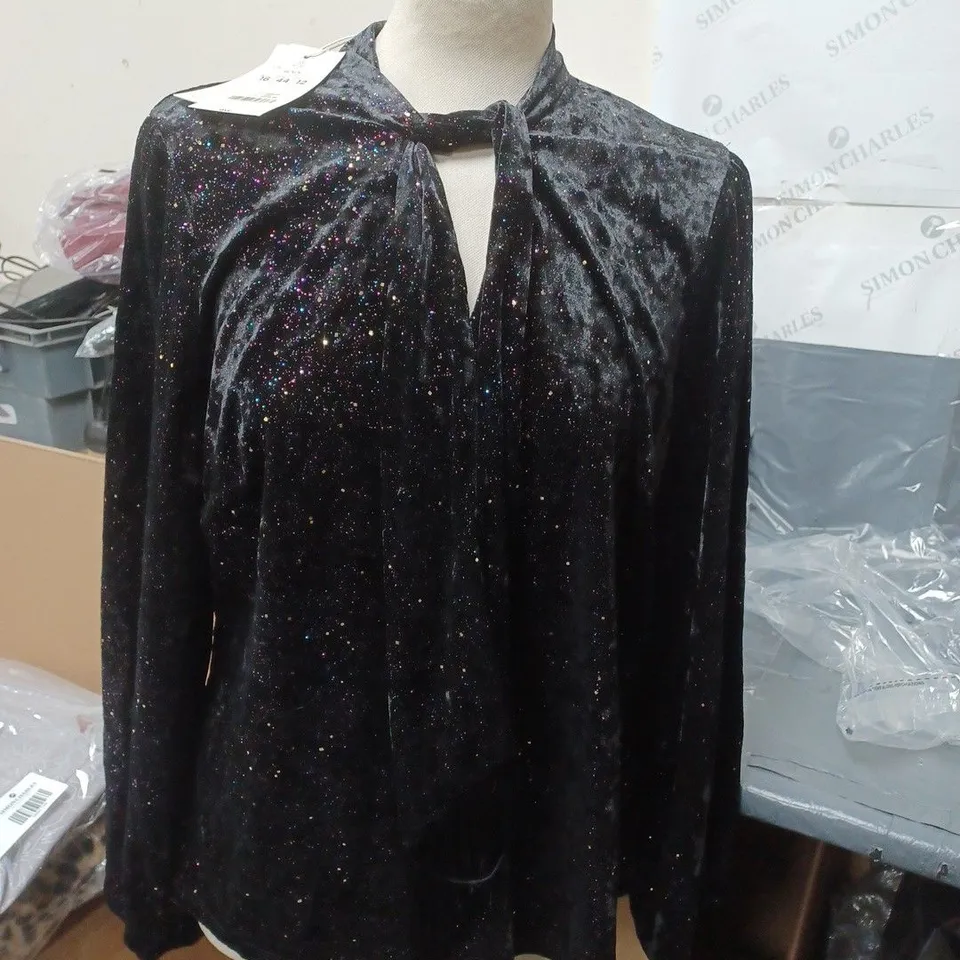 MONSOON TAMMY BLACK TIE FRONT WITH TASSLE AND GLITTER DETAIL SIZE 16