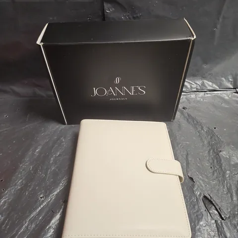 JOANNE'S JOURNALS OFF WHITE LEATHER PLANNER WITH 6-RING BINDER β BOXED