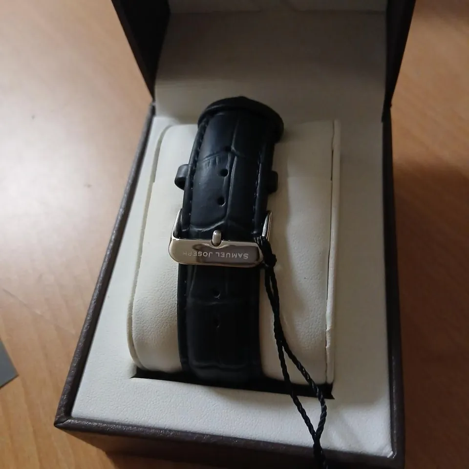 SAMUEL JOSEPH AUTOMATIC LIMITED EDITION SILVER BLUE WRISTWATCH – BOXED