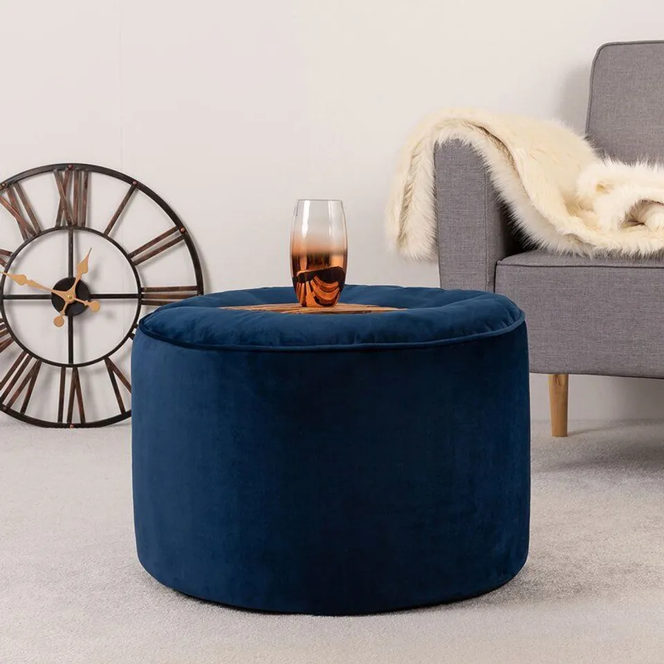 BOXED GLENYS POUFFE UPHOLSTERY - NAVY BLUE