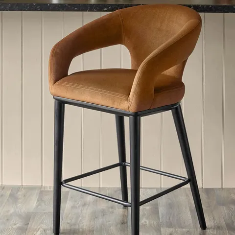 BOXED DANETTI HEATH CARAMEL PLUSH FABRIC BAR STOOL