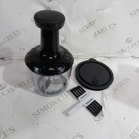 BOXED COOKS ESSENTIALS 5 BLADE PRESS CHOPPER WITH STORAGE LID - BLACK