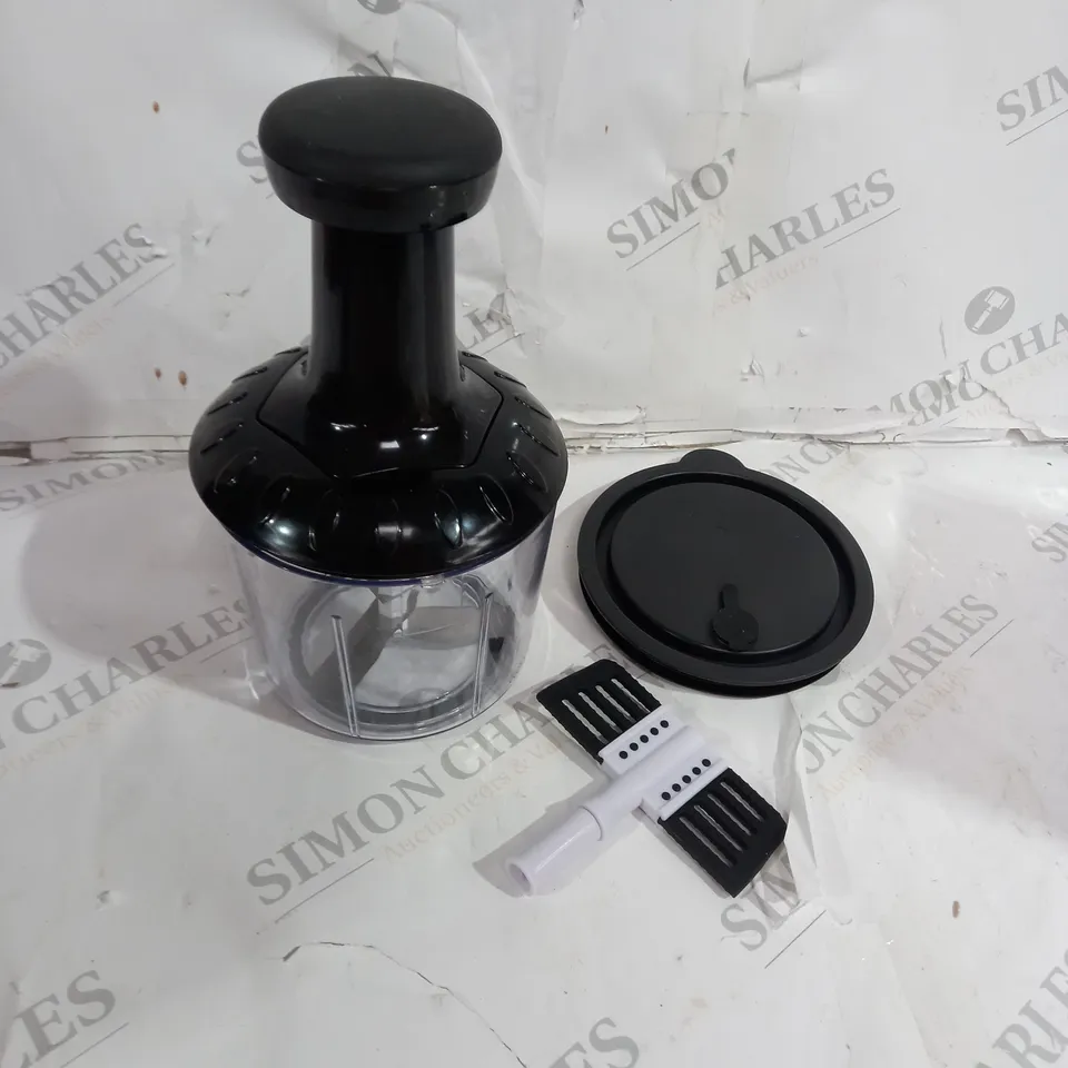 BOXED COOKS ESSENTIALS 5 BLADE PRESS CHOPPER WITH STORAGE LID - BLACK